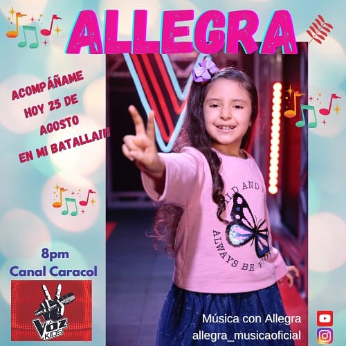 AllegraParticipaProgramaLaVozKidsColombia